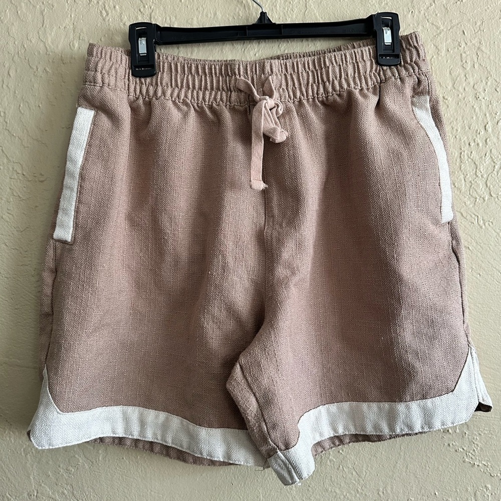 Men's Tan Shorts with White Trim